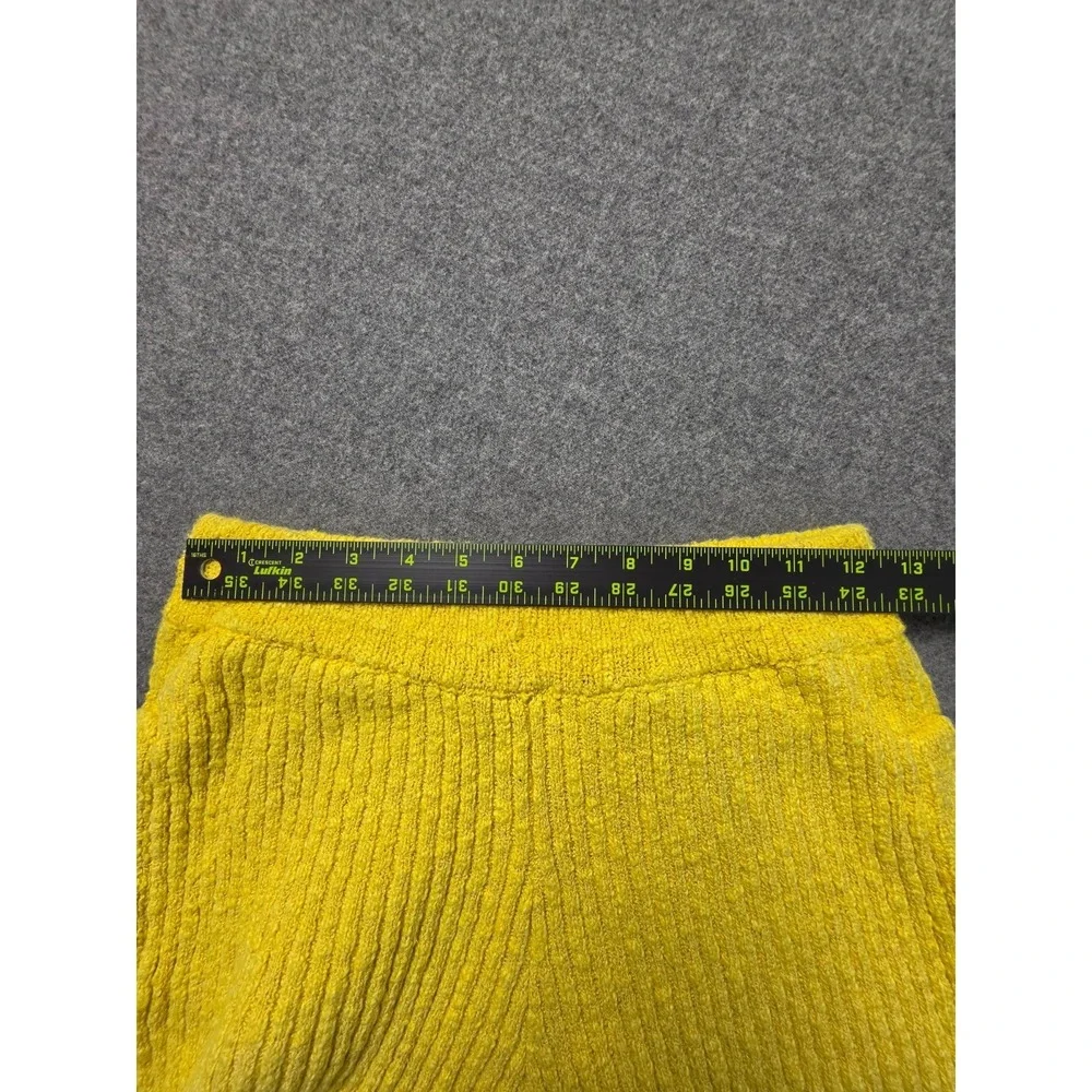 Free People FP Beach Knit Pants Women XS Yellow Flared Leg Elastic Waist Pull On